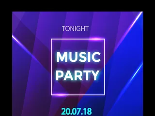 音乐海报魅力霓虹灯之夜主题活动海报...