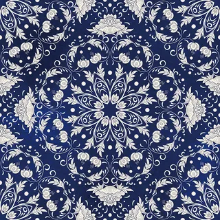 中国中式和风民族风格蓝色花纹瓷器手绘背景底纹图案矢量图片素材