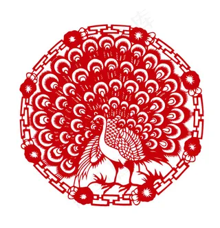 矢量孔雀剪纸设计