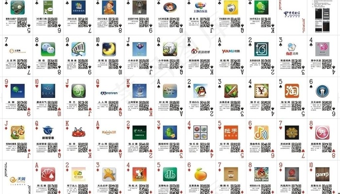 天翼电信扑克牌正背面图片cdr矢量模版下载