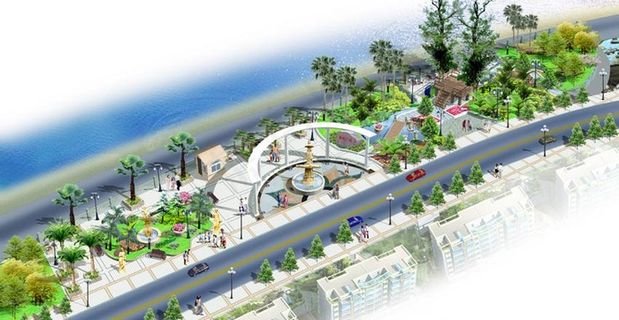 滨江路景观绿化鸟瞰图图片