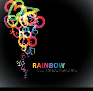 黑白径向渐变背景中五彩渐变数字组成...