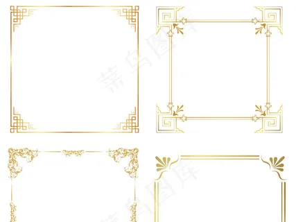 金色欧式边框花纹花边PNG素材