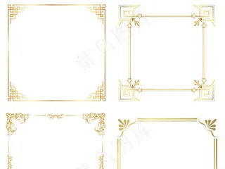 金色欧式边框花纹花边PNG素材