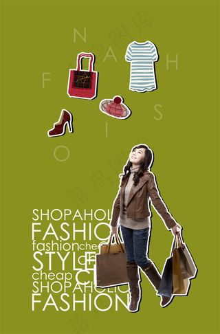 手提购物袋女人PSD分层素材