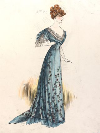 蓝色连衣裙设计图