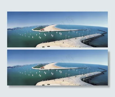 日照蓝天碧海金沙滩图片