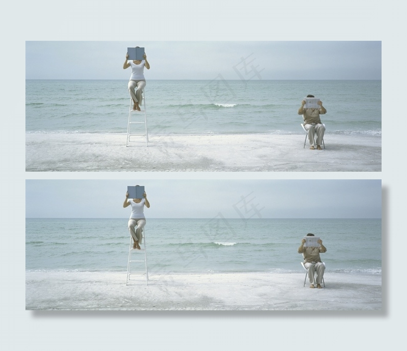 海滩上的外国夫妻