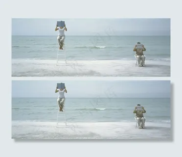 海滩上的外国夫妻