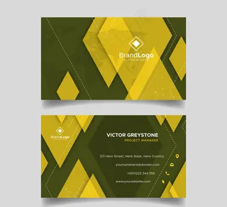 时尚菱形商务名片正反面矢量图