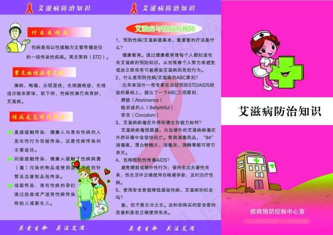 艾滋病三折页psd模版下载