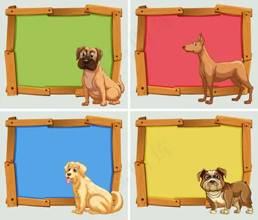 卡通动物与展板设计矢量素材