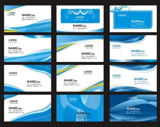 漂亮蓝色名片卡片设计矢量素材