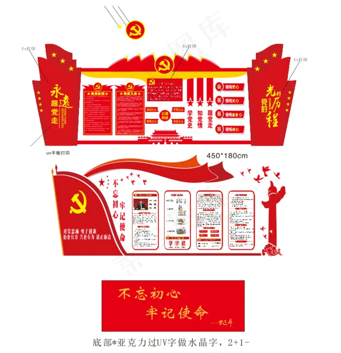 不忘初心、光辉历程、权利义务cdr矢量模版下载