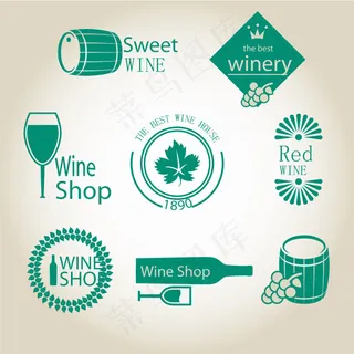 绿色葡萄酒标签矢量素材