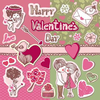 可爱情侣插画02—矢量素材