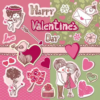 可爱情侣插画02—矢量素材