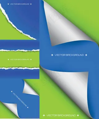 精致的纸张撕痕与卷角——矢量素材