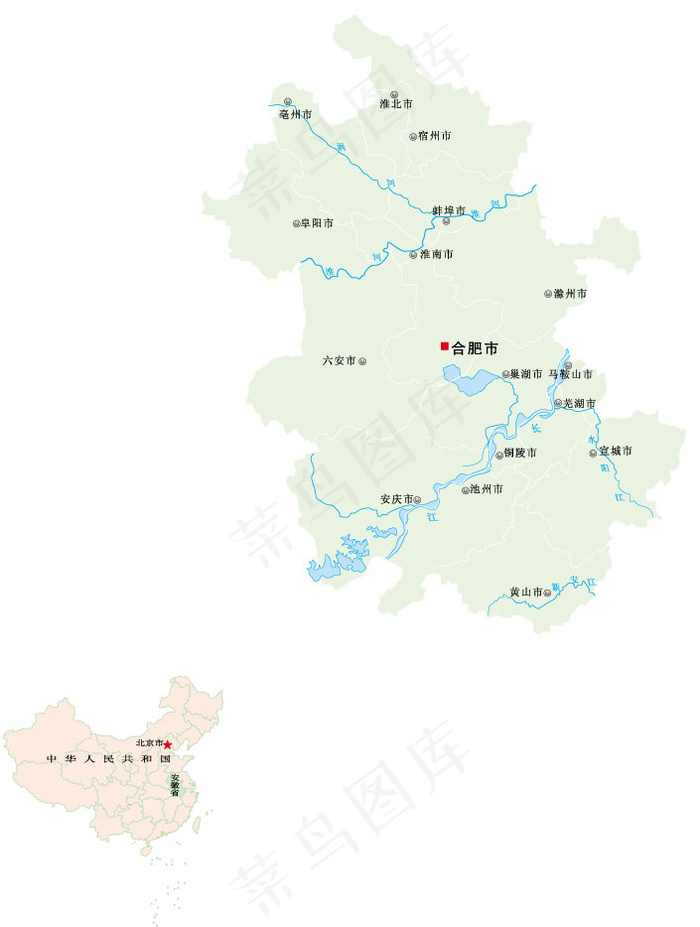 安徽省行政区域地图矢量素材eps,ai矢量模版下载