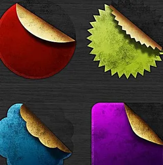 经典彩面金底标签贴纸psd分层素材