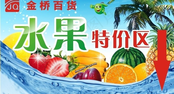 金桥百货水果特价区海报图片cdr矢量模版下载