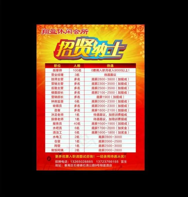 会所 招聘图片cdr矢量模版下载