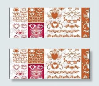 可容纳一个心形图案花边元素矢量素材