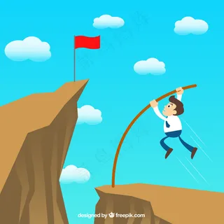 商人在山上跳跃