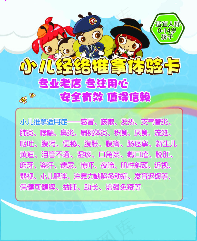 小儿经络推拿体验卡psd模版下载
