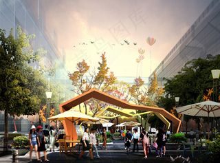 商业街效果图图片