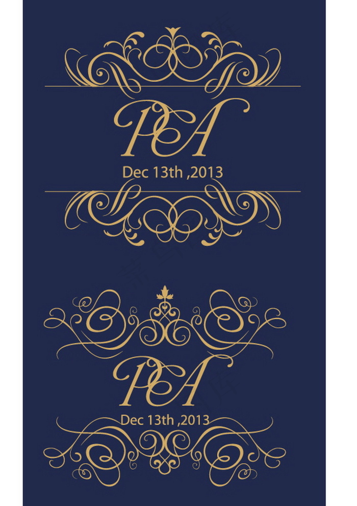 蓝色 黄色婚礼主题logo水牌设计