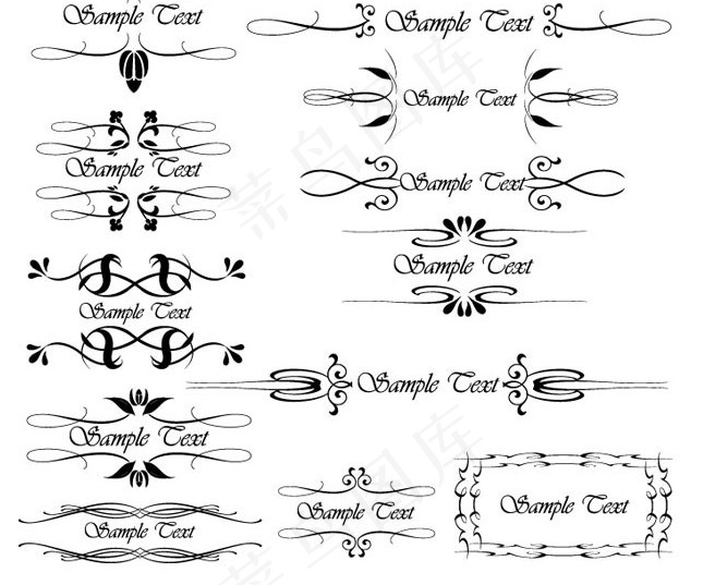 EPS格式多款矢量花纹和花边素材