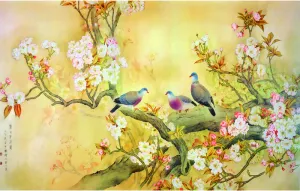 工笔手绘国画丽日芳菲图