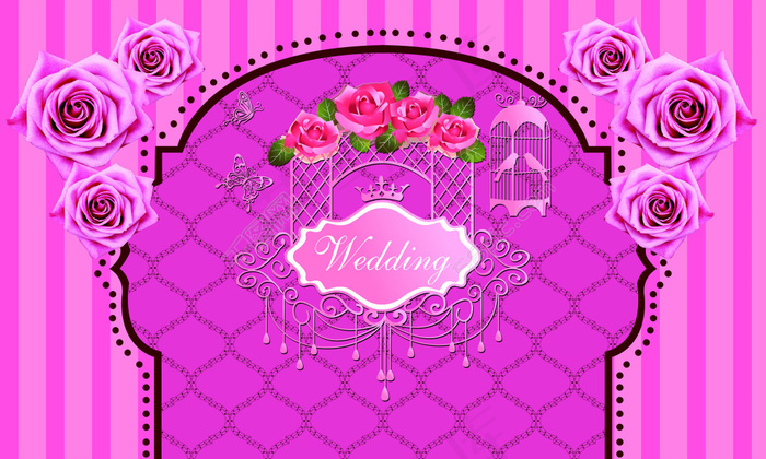 粉色婚礼主舞台背景