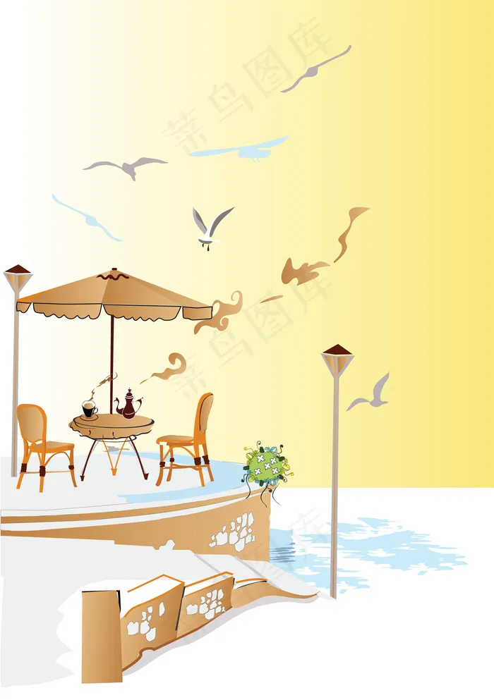 路边咖啡馆02矢量eps,ai矢量模版下载