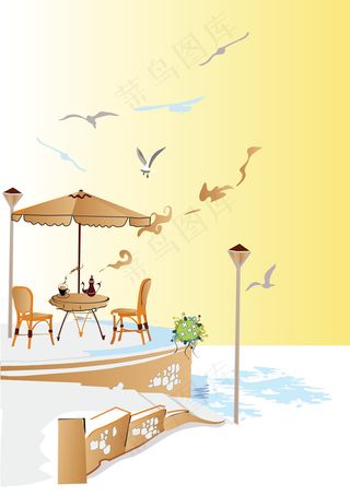 路边咖啡馆02矢量