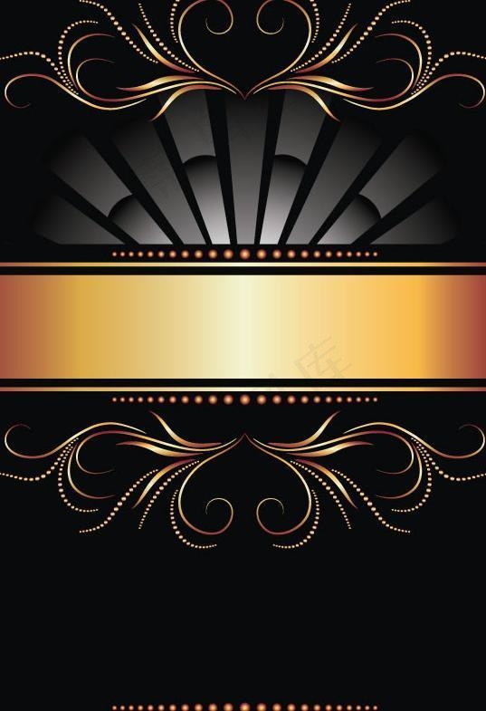 金色花纹 黑色背景 底纹图片