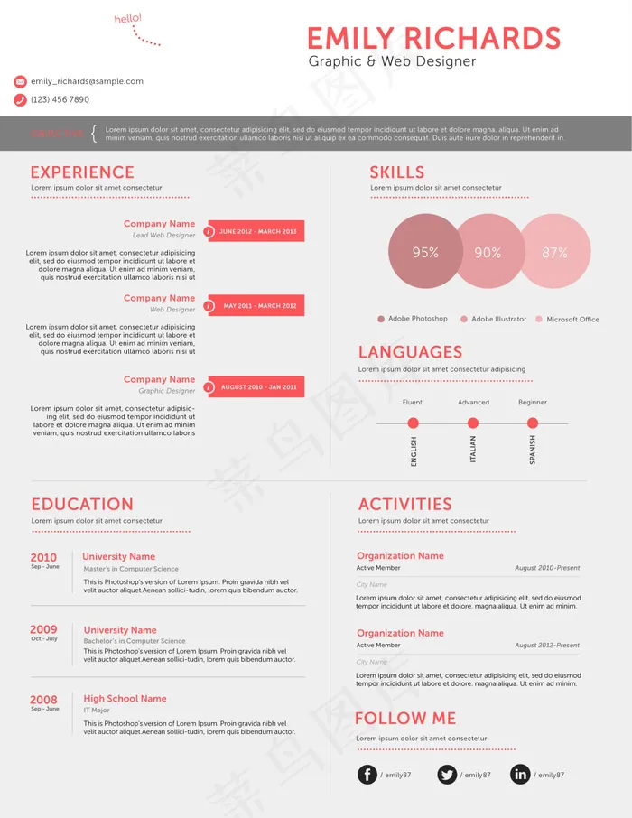 个人简历psd模版下载