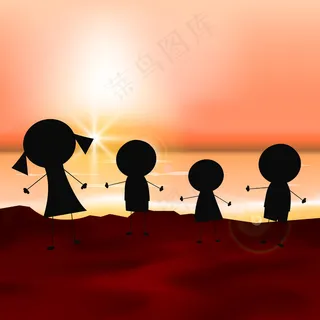 情人节快乐的背景 在海边的朋友si...