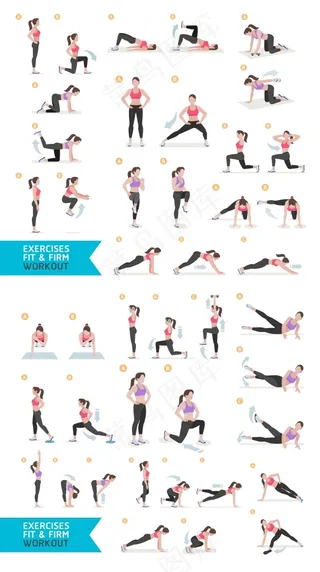 卡通做瑜伽的女生矢量素材