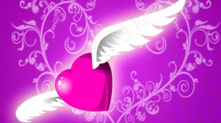 玫红色心形花边