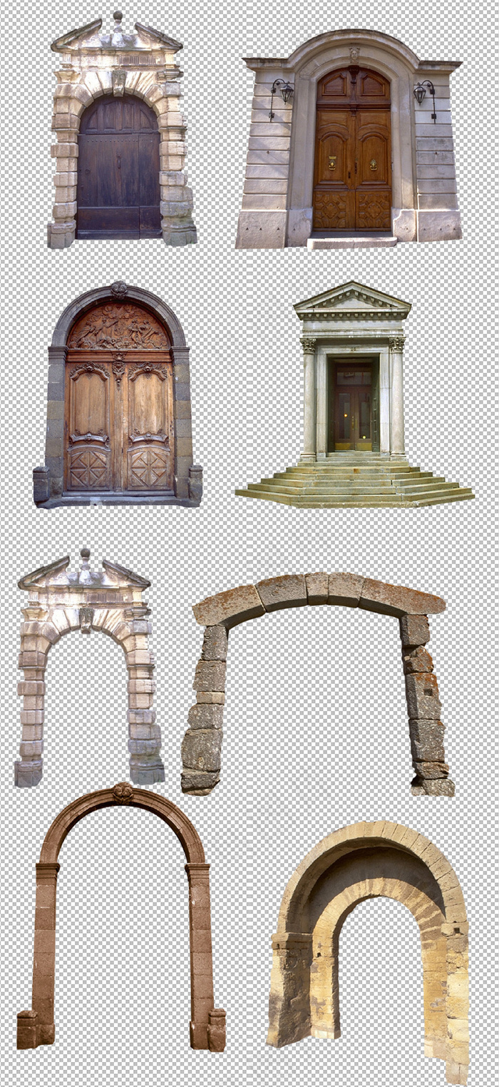 欧式古建筑素材分层免扣大图