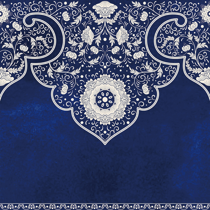 中国中式和风民族风格蓝色花纹瓷器手绘背景底纹图案矢量图片素材