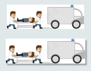 医疗车移到医院医卡通矢量字符