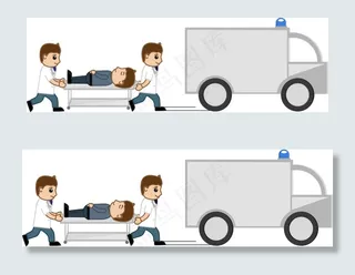 医疗车移到医院医卡通矢量字符