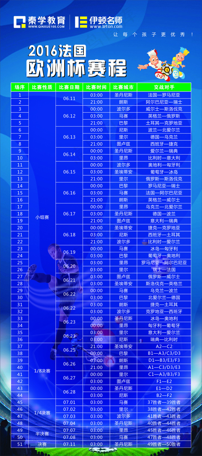 2016欧洲杯赛程cdr矢量模版下载