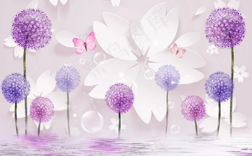 3D蒲公英背景墙 3D蒲公英背景墙