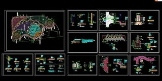 住宅小区广场(带水池)道路铺装及景...