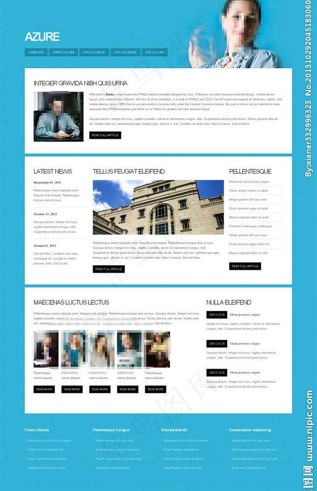 蓝色商务网站模板图片