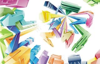 矢量立体箭头水晶风格3d效果矢量素...